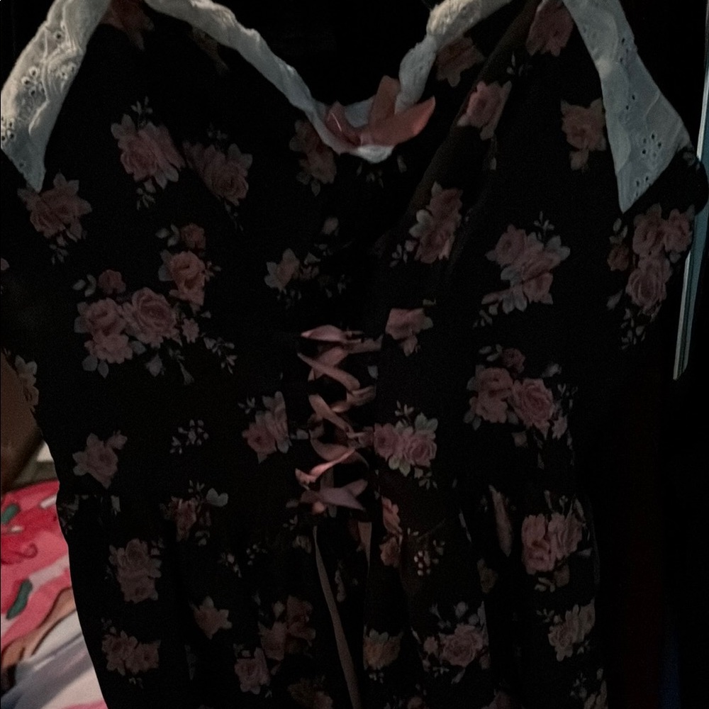 SHEIN Black and Pink Floral Maxi Dress